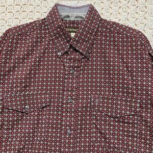 Stetson Western Rodeo Shirt Men's L Marrón Button Down‎ Long Sleeve 100%Cotton